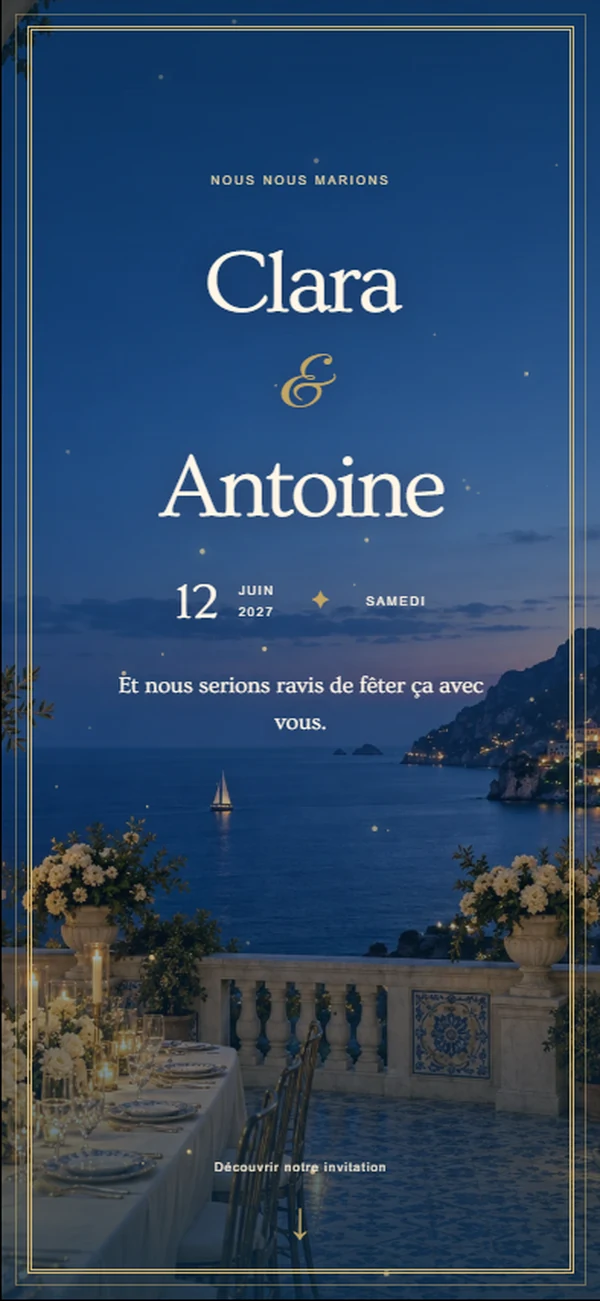 Première page du faire-part digital L’Odyssée Bleue